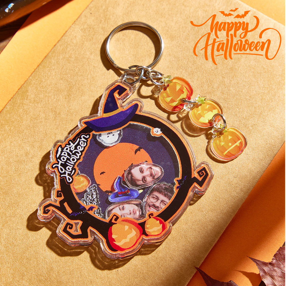 Personalized Halloween Keychain with Face Funny Keychain for Halloween Gifts