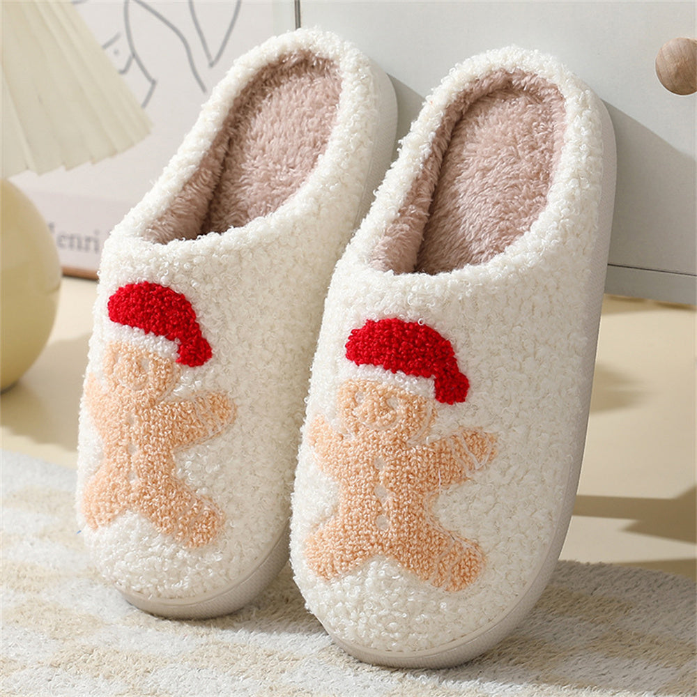 Christmas Gingerbread Man Slippers Santa Claus Shoes Home Cotton Slippers