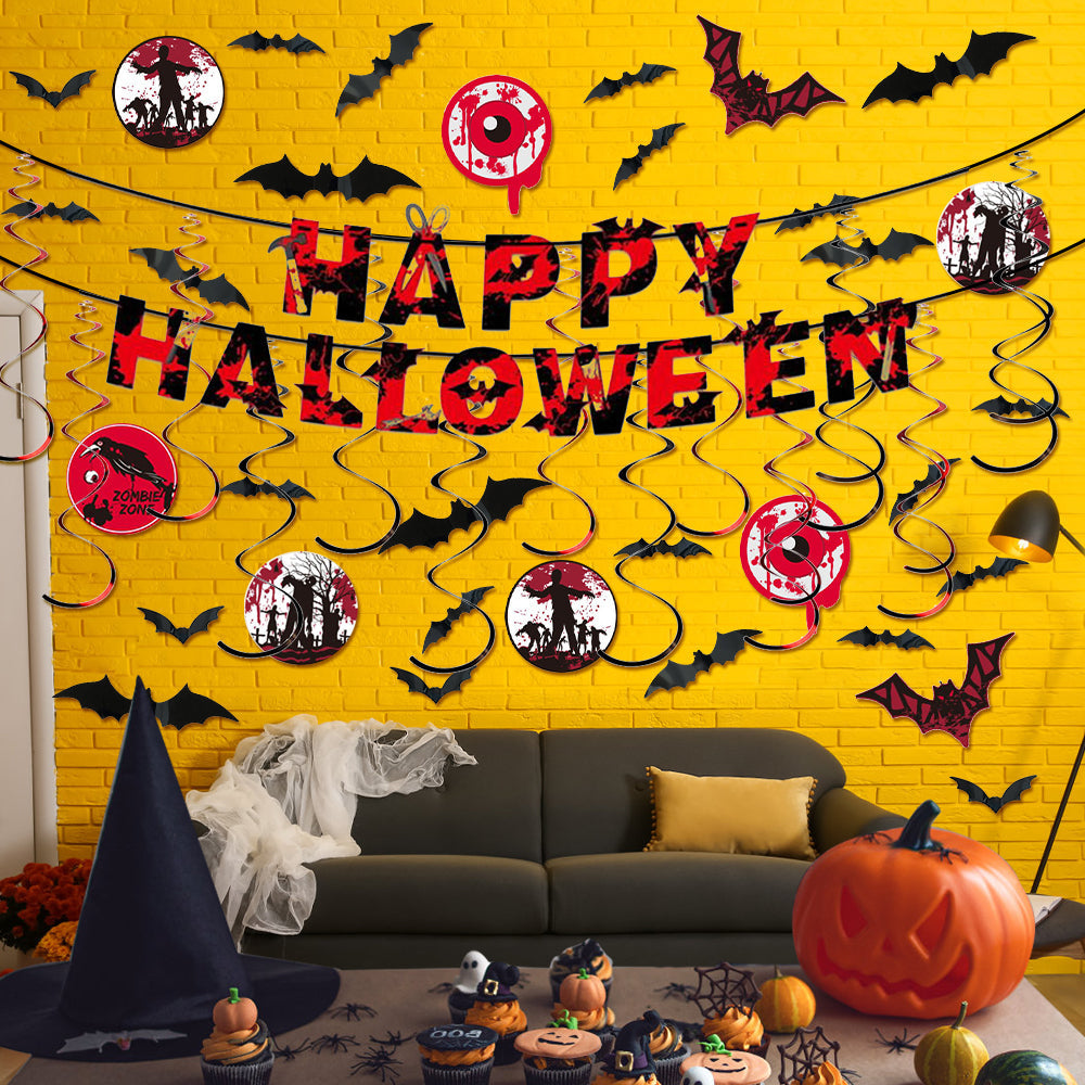 Halloween Party Banner, Hangende Draaiversieringen, Partybenodigdheden, Cadeau voor Halloween Party