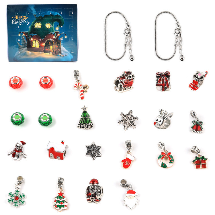 Christmas Charm Surprise Blind Box Charm Bracelet 24 Calendar Countdown Gift Box Bracelet DIY Charms