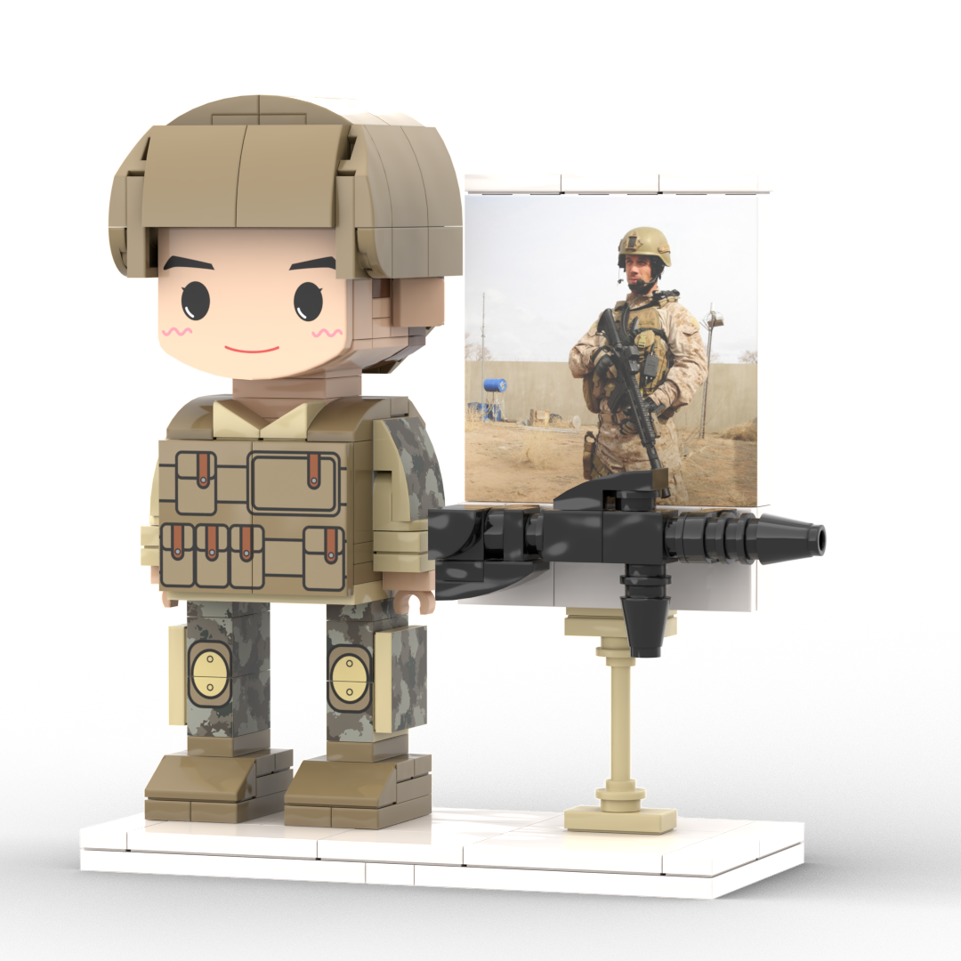 Gepersonaliseerde 1-persoons stenen figuren met foto als thema voor soldaten, verjaardagscadeau, Valentijnscadeau, Vaderdagcadeau