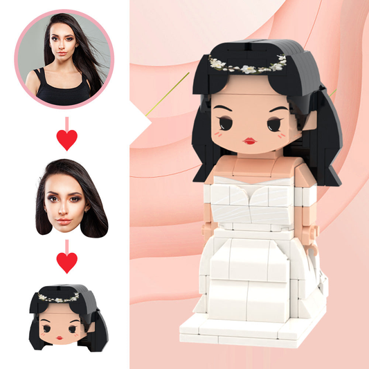 Wedding Gifts Wedding Dress with White Garland Brick Figures Custom