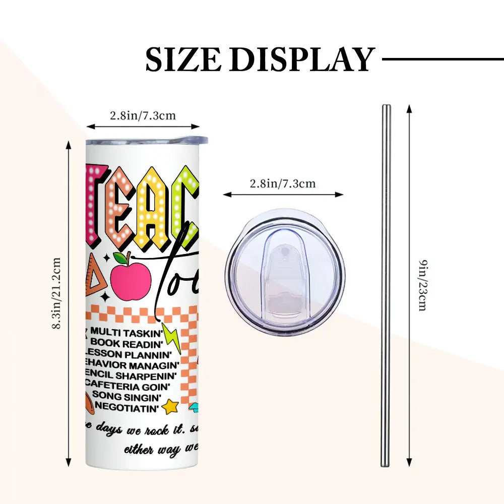 Personalized Teacher Appreciation Tumbler – 20oz Skinny with Lid & Straw