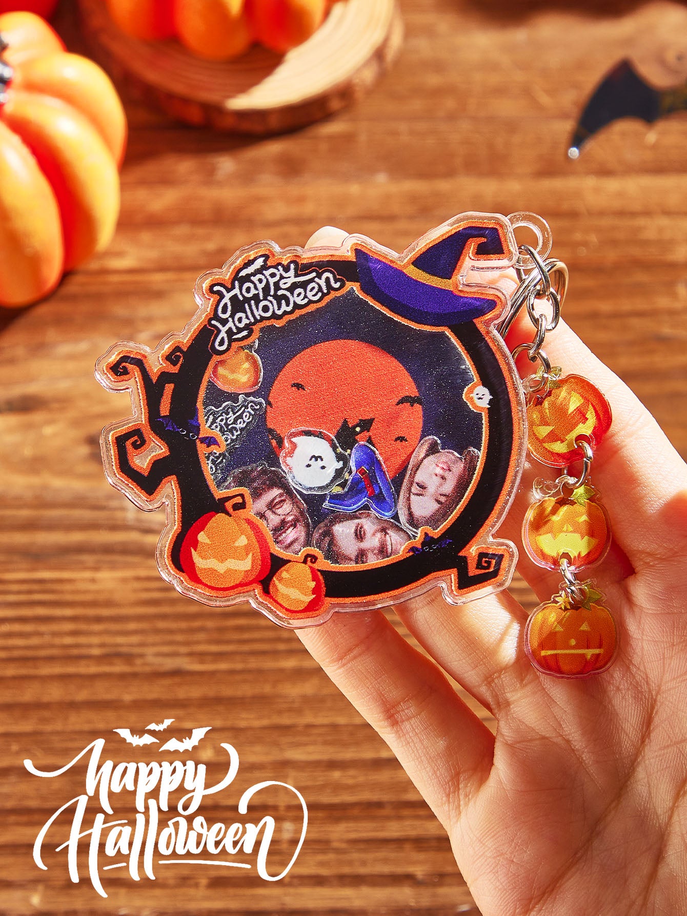 Personalized Halloween Keychain with Face Funny Keychain for Halloween Gifts