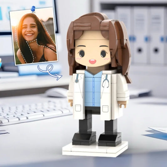 Personalized Head Custom Text Female Doctor Brick Figures Doctor's Day