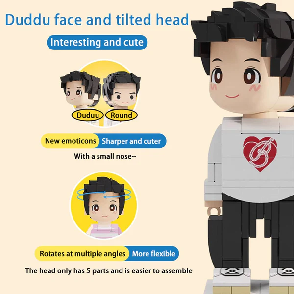 Gepersonaliseerde Duddu-stenen figuren voor 2 personen met foto als cadeau voor een stel op Valentijnsdag