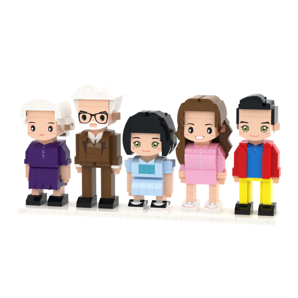 Full-Body Cute Brick Figures of 5 People 2