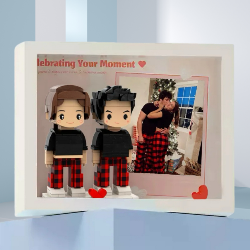 Full Body Custom 2 people Cute Brick Figure with Photo