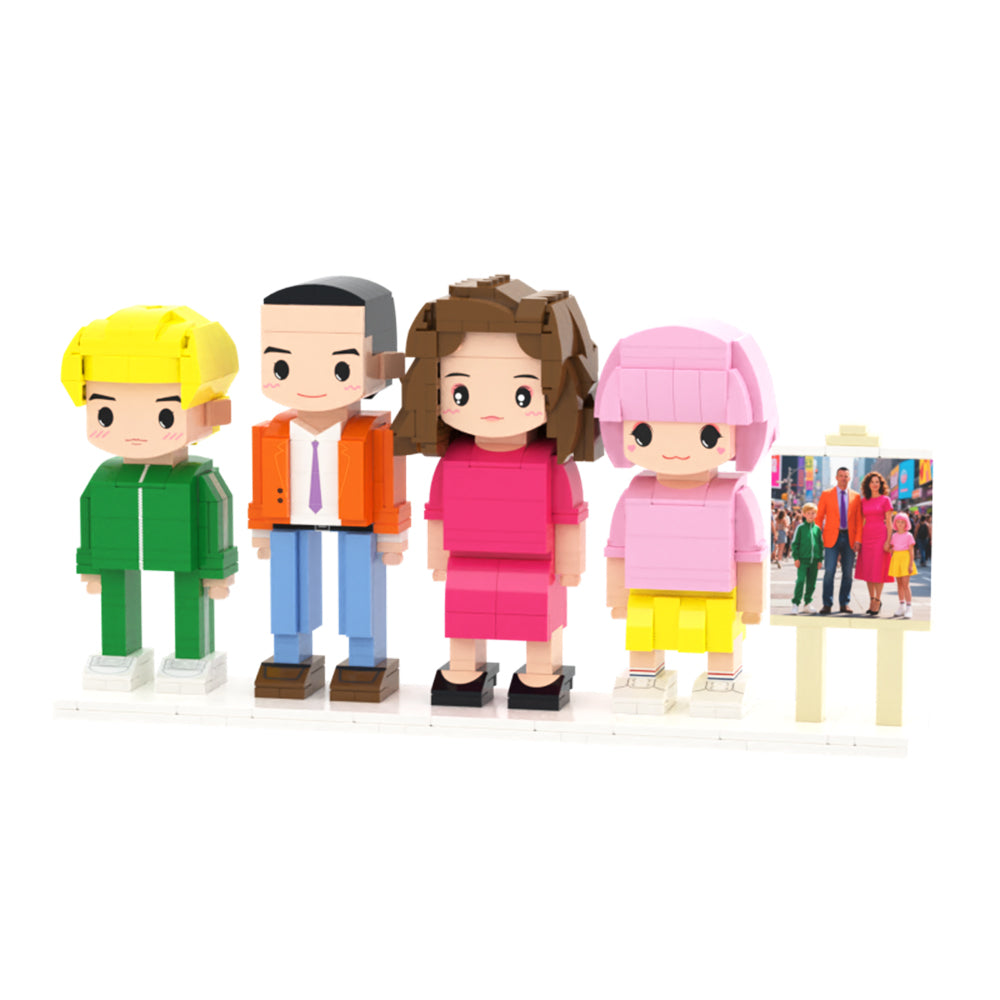 Custom Full-Body Cute Brick Figures of 4 People 2
