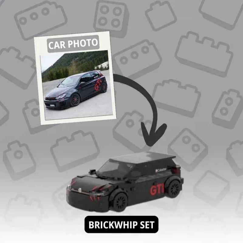 Custom Photo Car Brick Figure Set with Car Model & Personalized License Plate