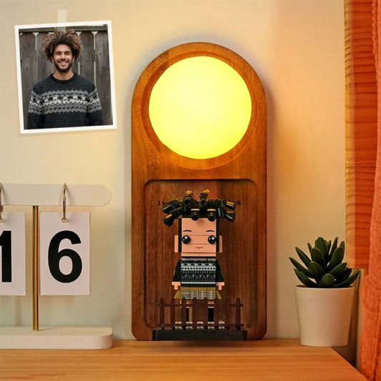 Custom Name & Photo Brick Figure Night Light Personalized