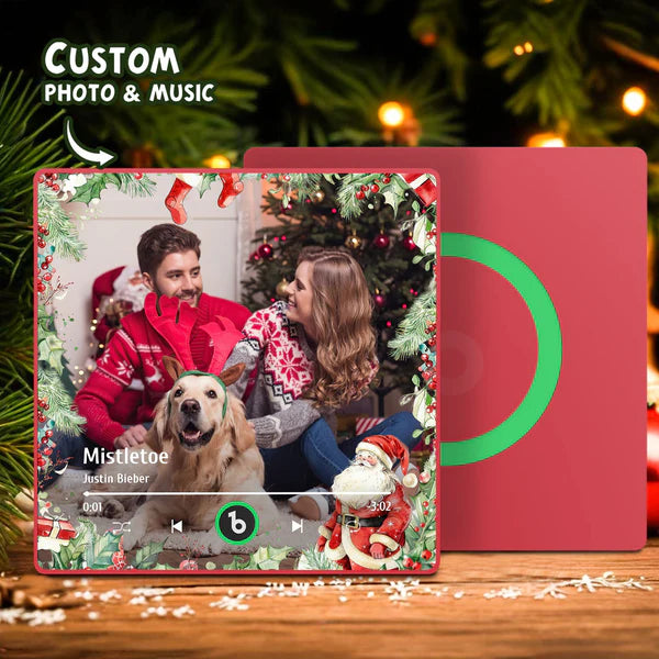 FridgeBeats Framed Custom Family Photo Music Fridge Magnet Christmas Gifts for Family Personalized Music Magnets Can Play Songs