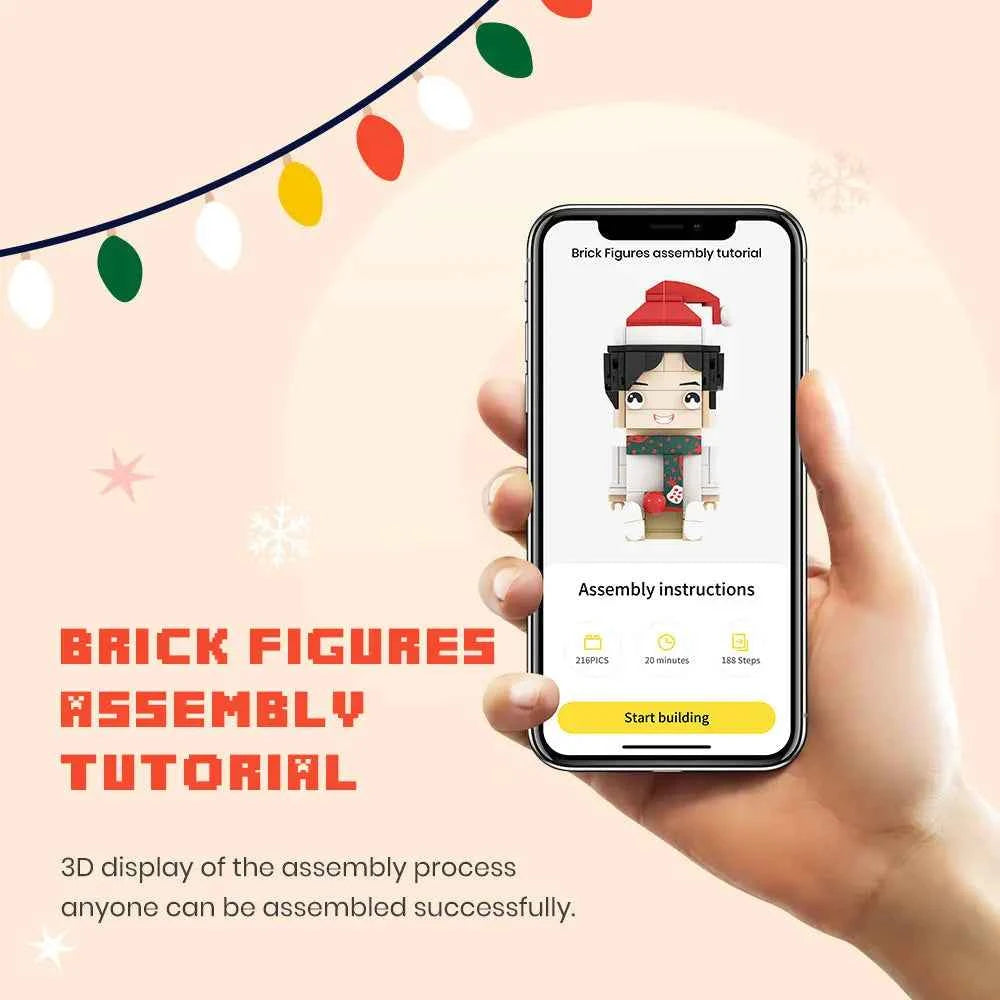 Full Body Customizable Pregnancy Gift 2 People Cute Brick Figures with Photo
