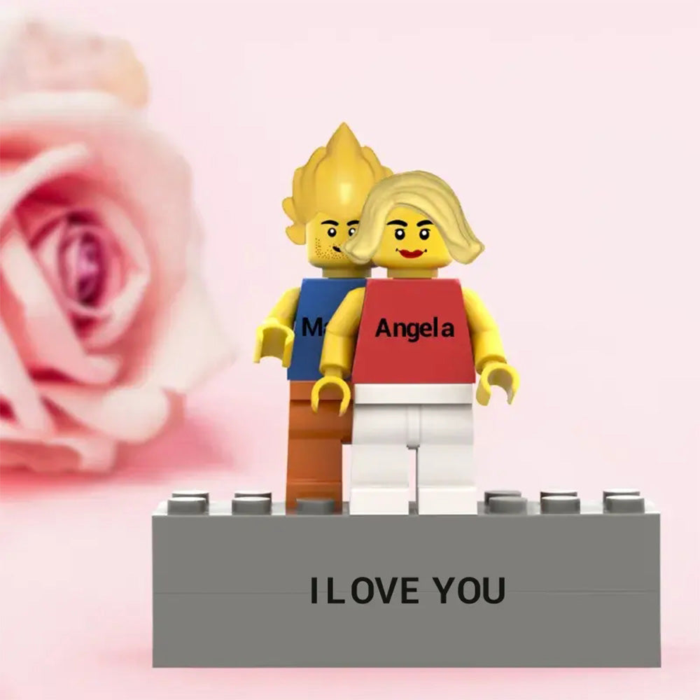 Custom Couple Minifig Personalized Minifig With Engraved Base and Display Box Gift For Lovers On Valentine's Day 3