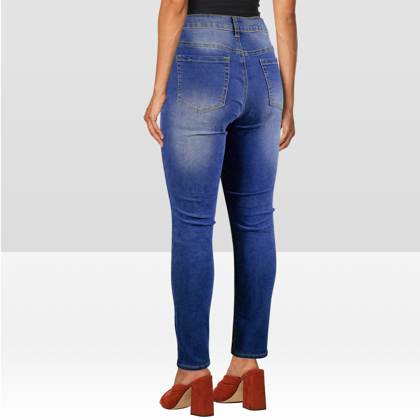 Custom Heat Transfer Design Women’s Jeans – Personalized Denim with Partial Print