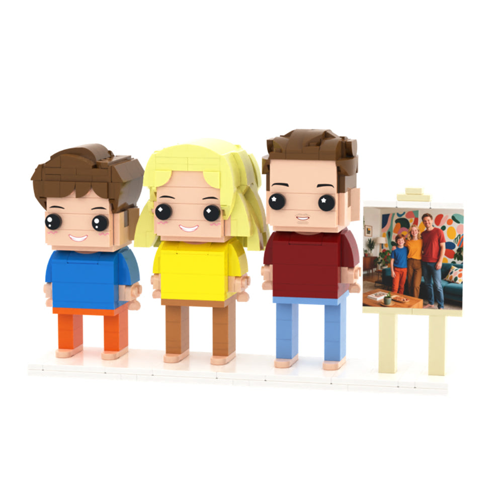 Custom Full-Body Brick Figures of 3 People with Frame 2