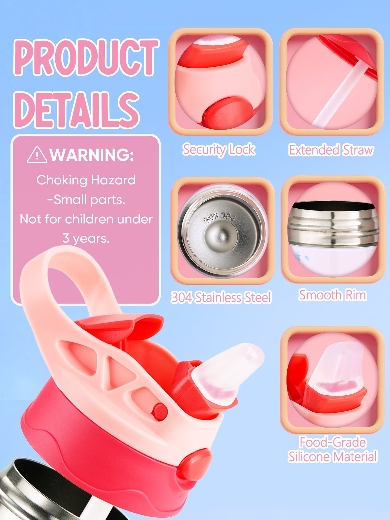Custom Name Heart Stainless Steel Water Cup Children's Day Gift for Kids