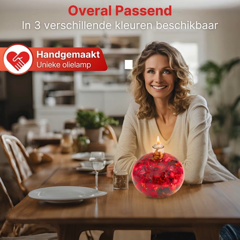 Olielamp - Gezellige woondecoratie met gedroogde bloemen - Geurloos & handgemaakt - Brandduur: meer dan 50 uur