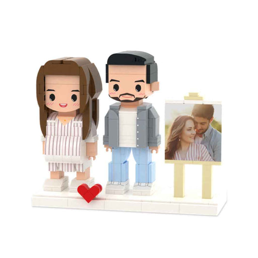 The Perfect Gift for Two: Cute Couple Brick Figures with Photo Frame