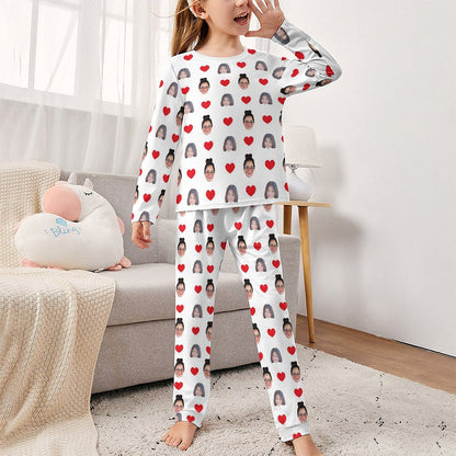 Custom Two Face Children's Sleepwear Long Sleeves Girls Pajamas Set 2