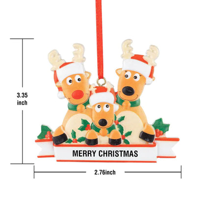 Gepersonaliseerde kerstversiering met aangepaste naam van een rendierfamilie
