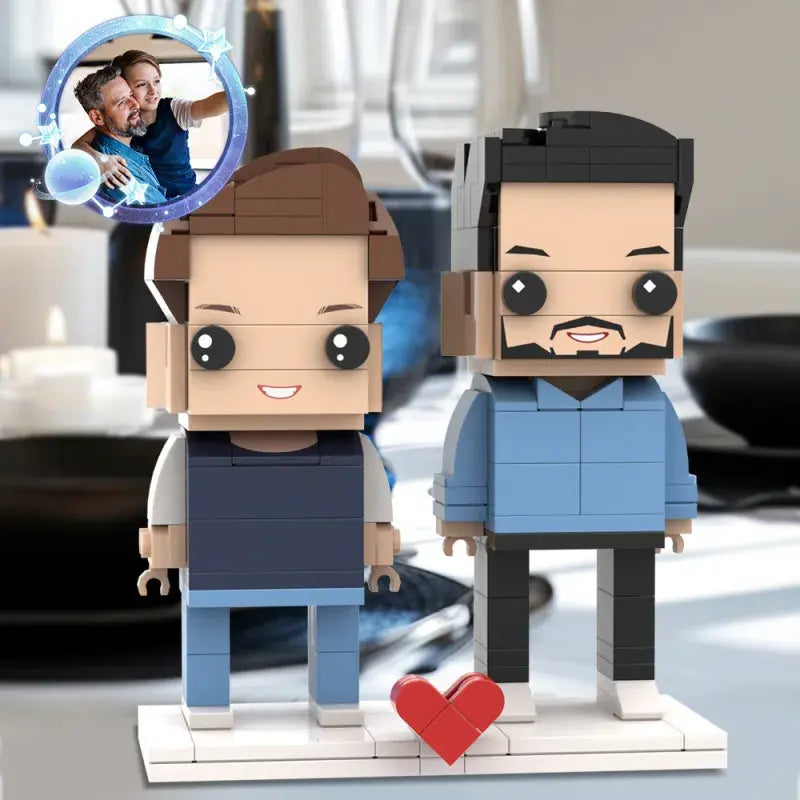 Full-Body Custom Brick Figures — Personalized 2-Person Father's Day Gift