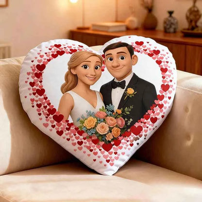 Custom Couple Photo Heart-shaped Pillow Personalized Pillow for Valentine’s Day Gifts