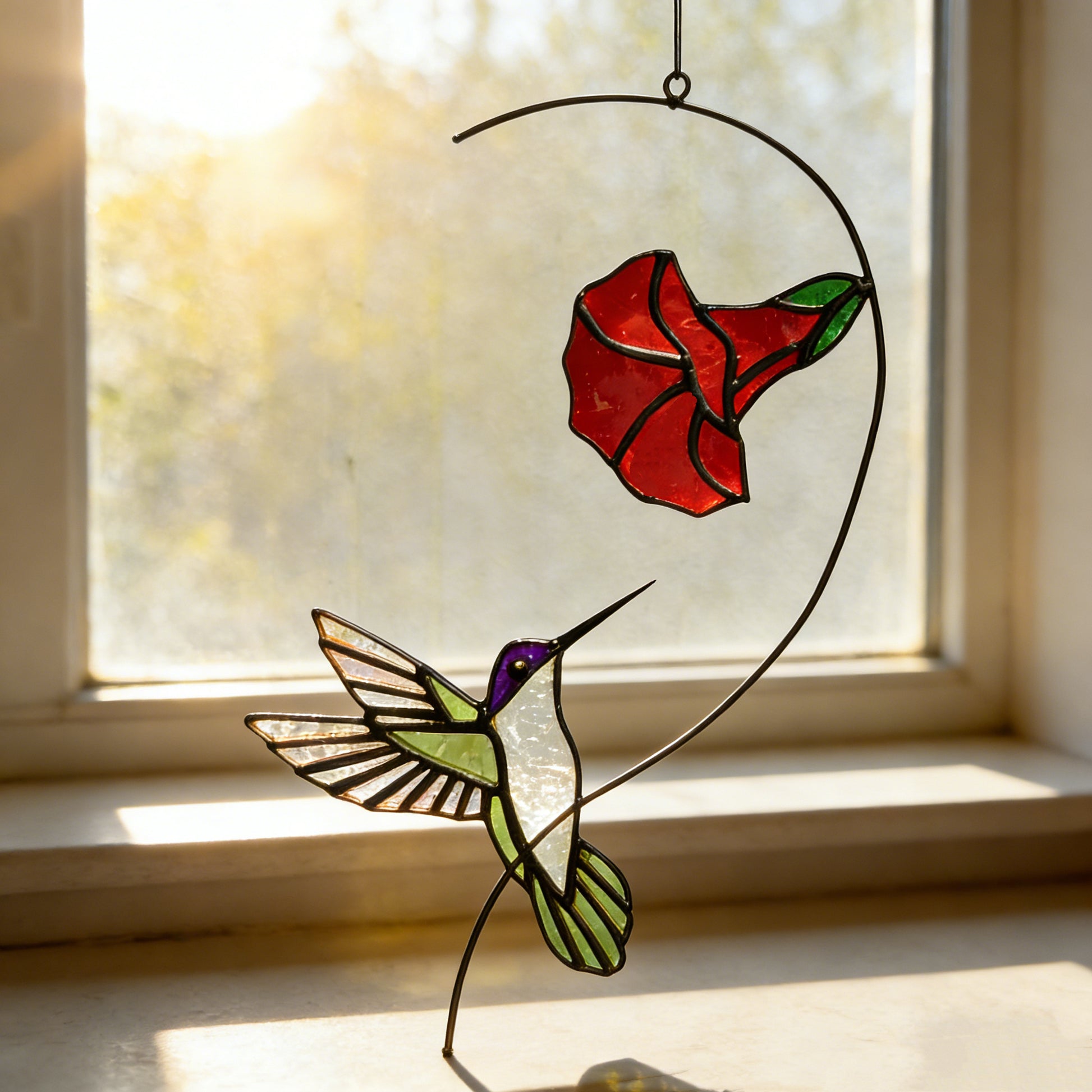 Stained Glass Hummingbird Suncatcher