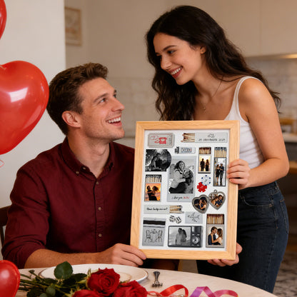 Custom Photo & Text Matchbox-style Poster Frame Decor – Valentine’s Day Gift