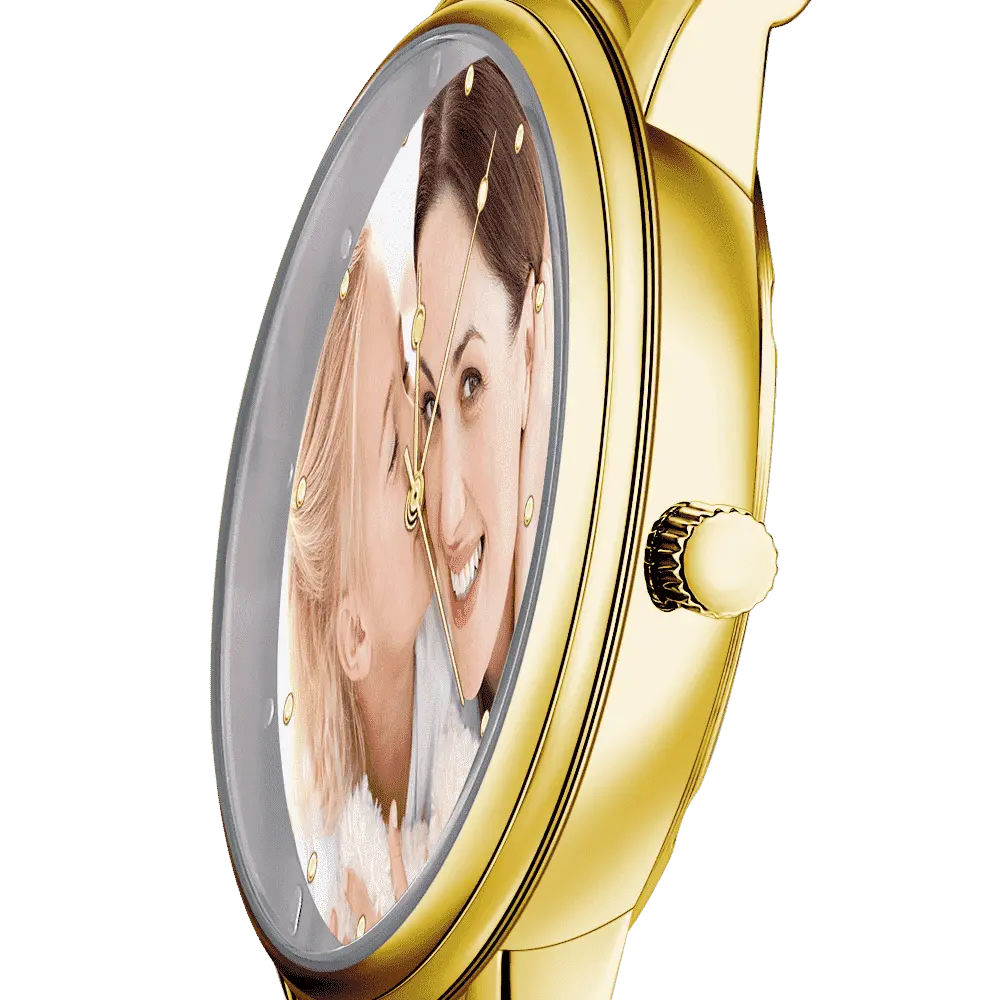 Personalized Photo Watch Unisex - Custom Engraved Text, Alloy Strap 38mm - Mini Brick Custom