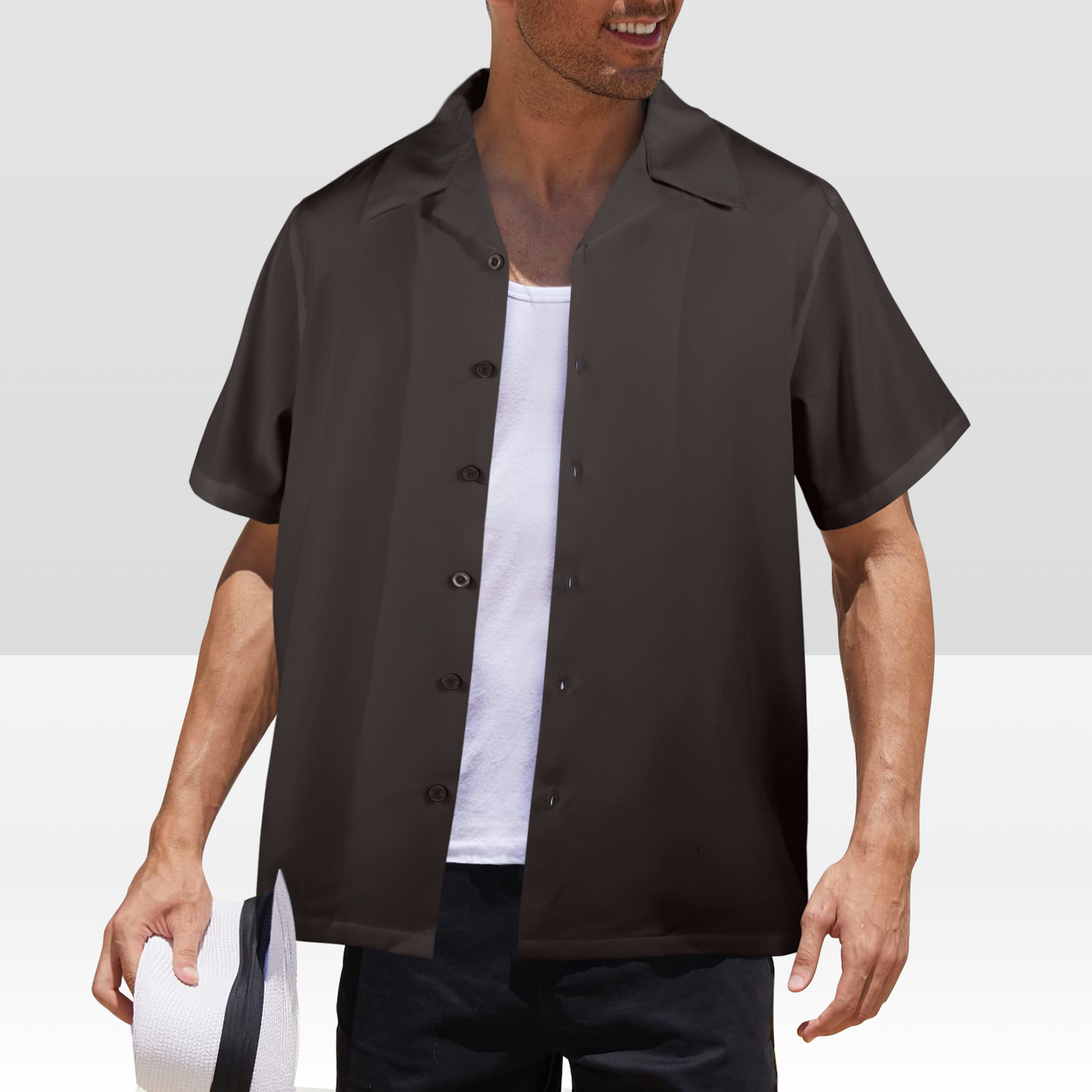 Camisa hawaiana de verano personalizada para hombre: manga corta con botones