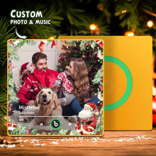 FridgeBeats Framed Custom Family Photo Music Fridge Magnet Christmas