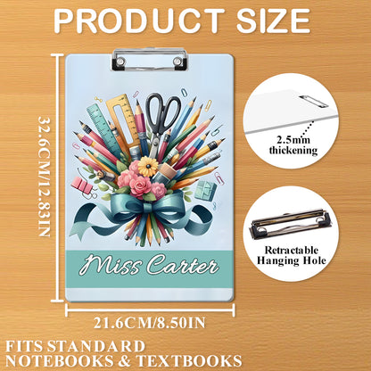 Custom Text Name Folder with Stationery Bouquet Design – Teacher's Day & Back to School Gift