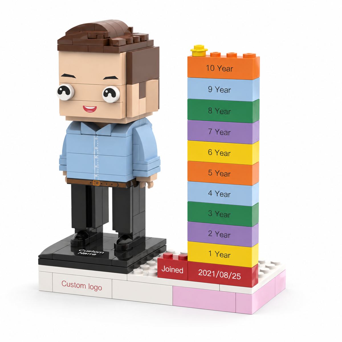Personalized Employee Award Brick Figure with Custom Name, Logo & Date | Corporate Recognition Gift