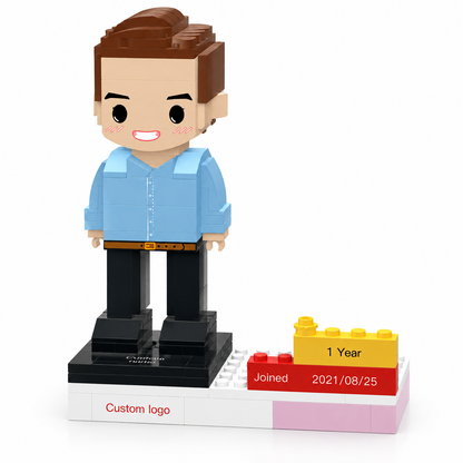 Personalized Employee Award Brick Figure with Custom Name, Logo & Date | Corporate Recognition Gift