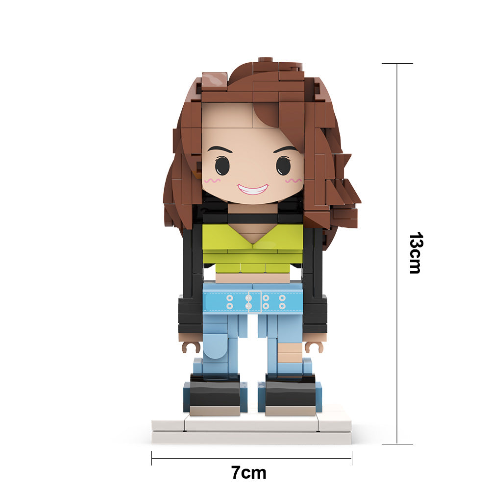 Custom 1-Person Cute Full-Body Brick Figure – Personalized Gift for Her
