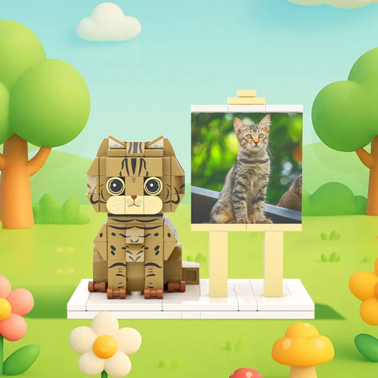 Custom Cat Brick Figures with Frame