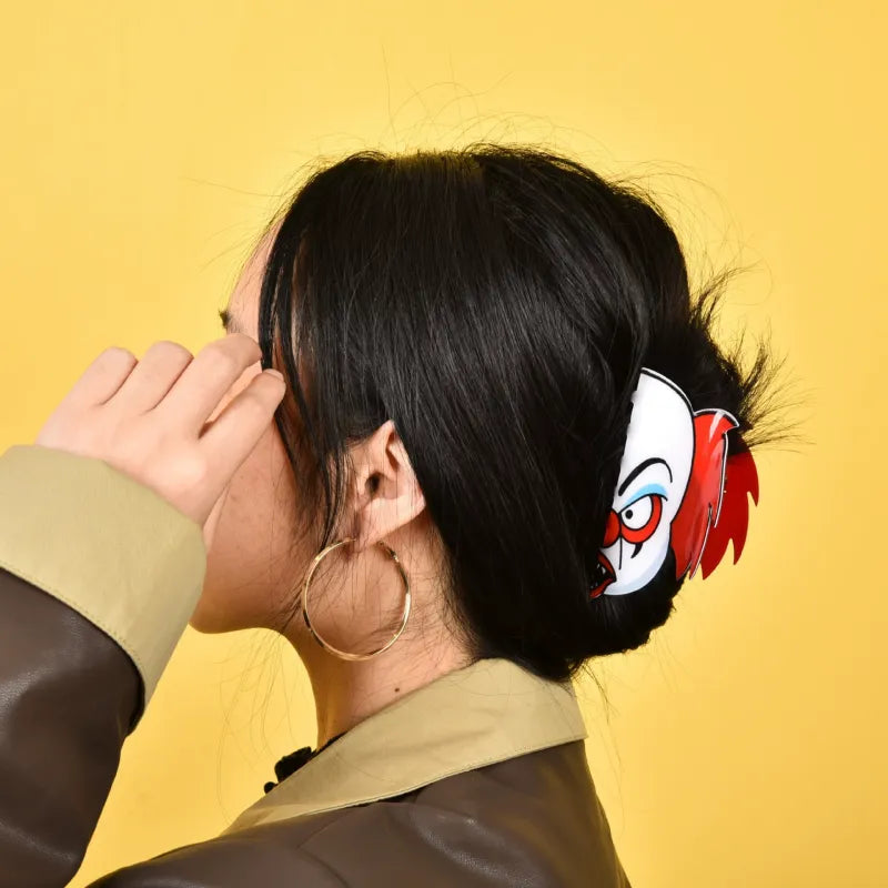 Halloween Clown Ghost Face Hair Clip Back 
