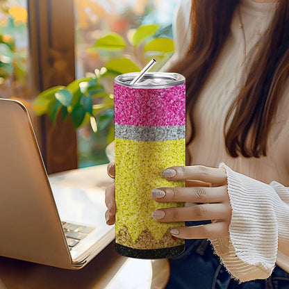 Personalized Glitter Apple Teacher Tumbler – 20oz Skinny with Lid & Straw