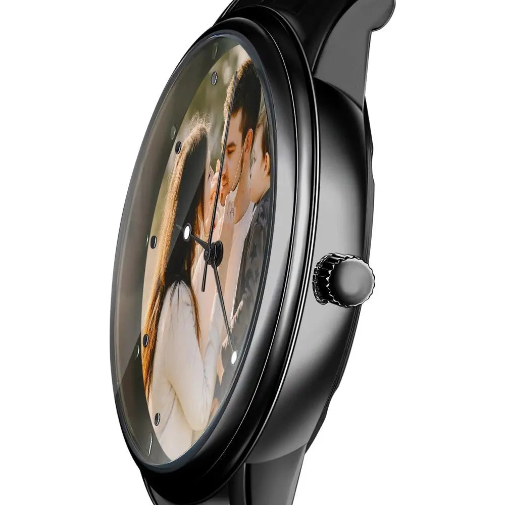 Personalized Photo Watch Unisex - Custom Engraved Text, Alloy Strap 38mm - Mini Brick Custom