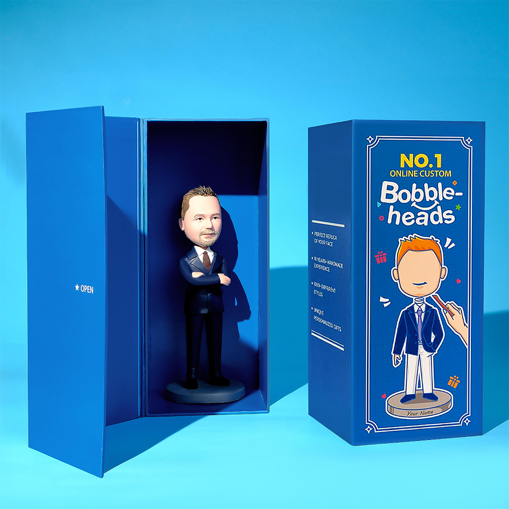 Business Mogul Custom Bobblehead With Engraved Text