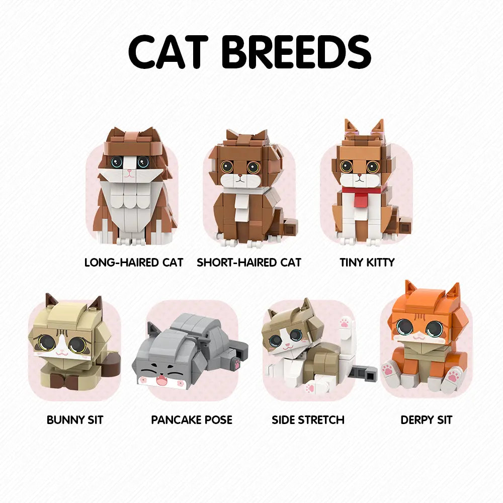 Custom Full-Body Cute Brick Figures of 3 People and 2 Cats Personalized Anniversary Gift Birthday Gift