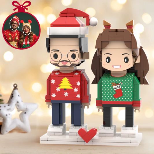 Christmas Dress Couple Brick Figures 