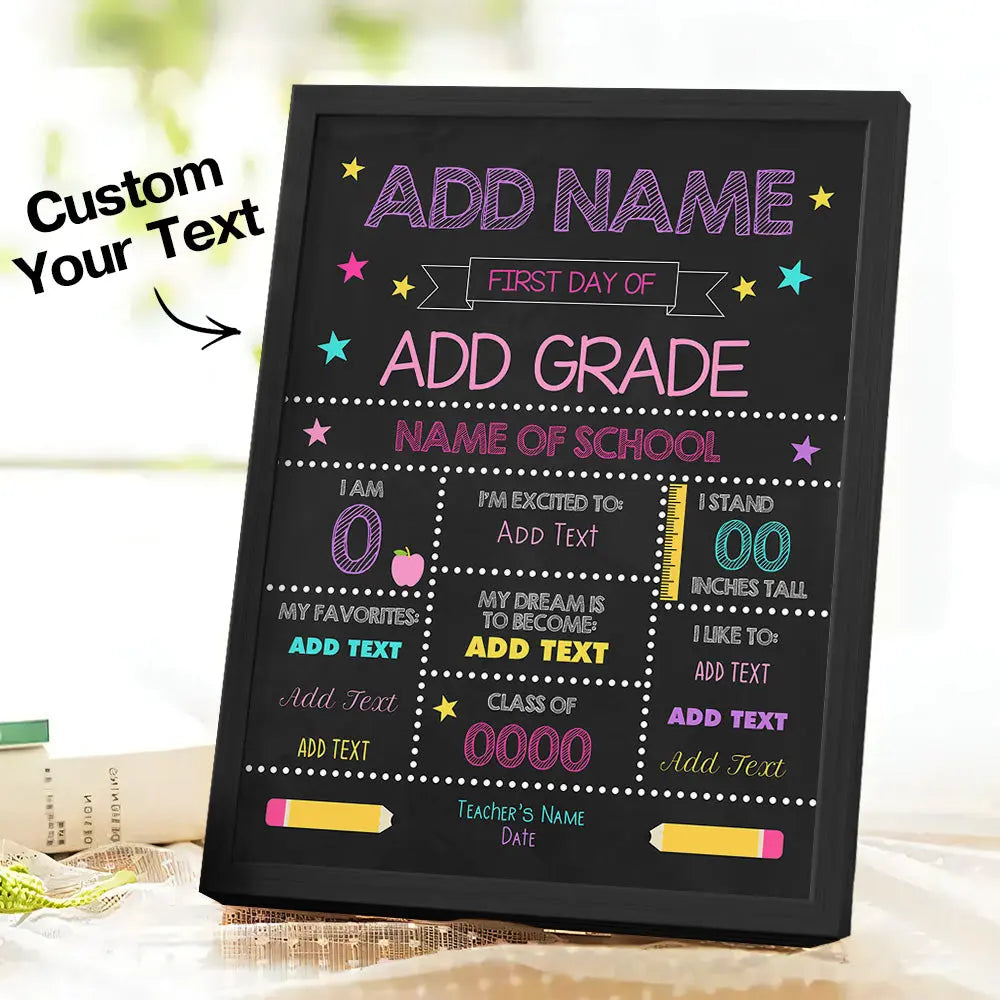 Personalized First Day of School Sign – Custom Name Back to School Gift