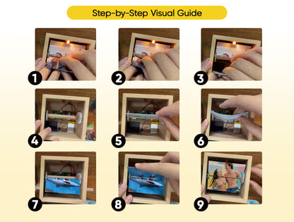 Custom Text & Photo Flipbook Frame Animation Machine without Music Detachable Photos Hand-cranked Flipbook Box with Light