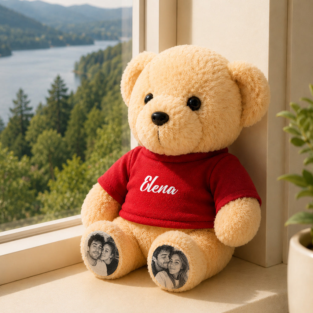 Personalized Photo Teddy Bear – Custom Name Plush Gift