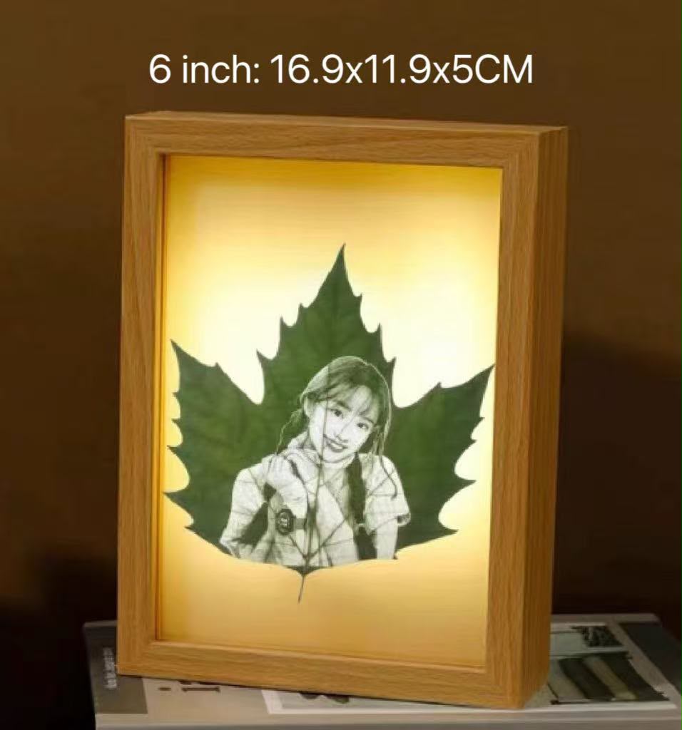 Personalized Photo on a Real Leaf – LED Light-Up Frame | Custom Nature Gift