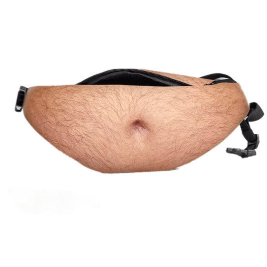 Funny Body Print Fanny Pack – Realistic Abs & Belly Waist Bag, Novelty Joke Gift for Friends