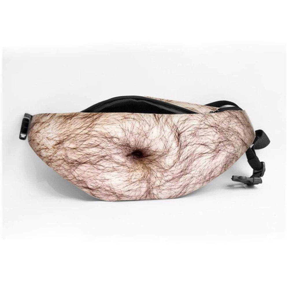 Funny Body Print Fanny Pack – Realistic Abs & Belly Waist Bag, Novelty Joke Gift for Friends