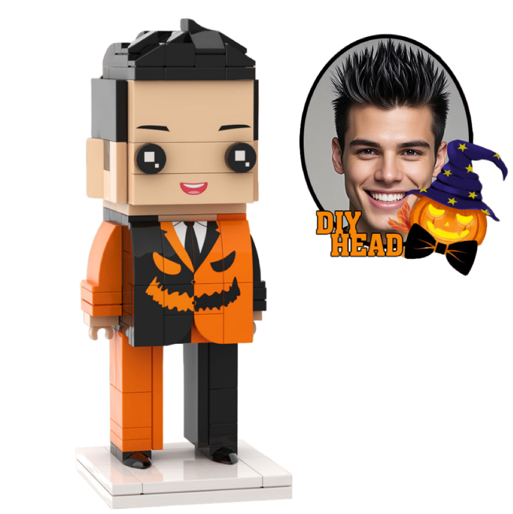 Custom Head Halloween Scary Pumpkin Boy DIY Halloween Brick Figures Personalized Small Particle Block
